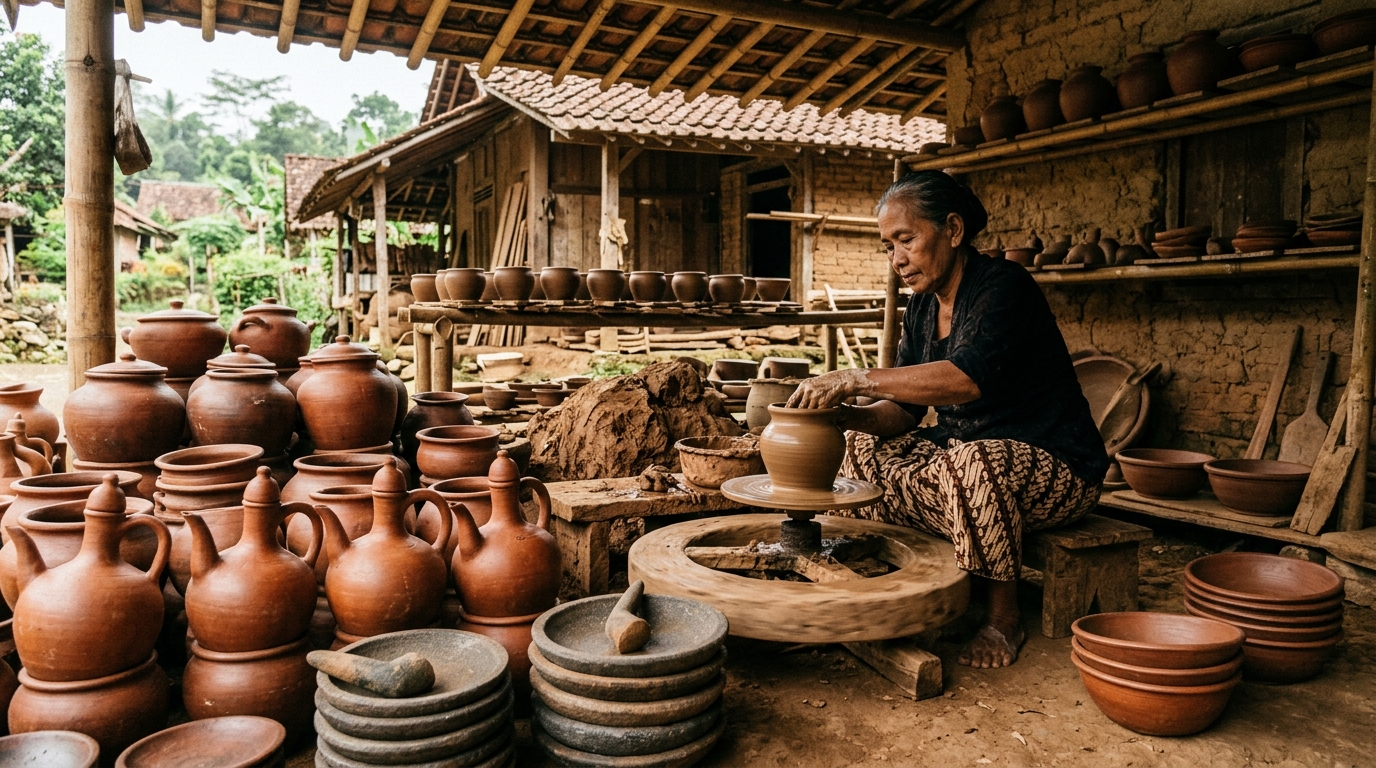 Sentra Kerajinan Gerabah Tradisional Tanah Liat Dusun Pamosongan Desa Ciledug Lor