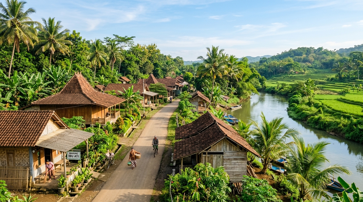 Pemandangan Asri Wilayah dan Lingkungan Pedesaan Desa Ciledug Lor Cirebon